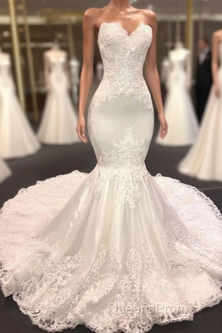 Luxury Sweetheart Appliques Mermaid Wedding Dress