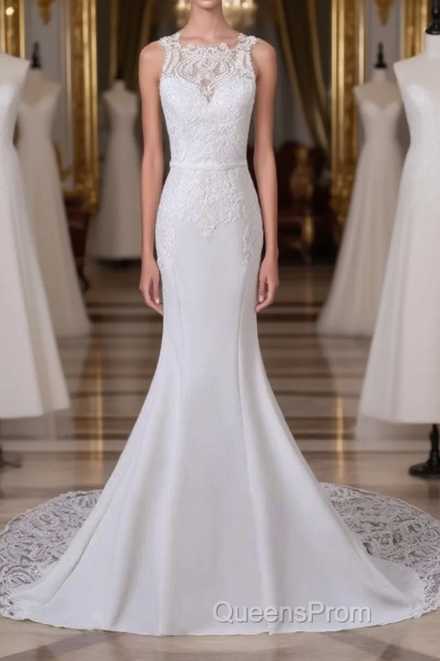 Precious Spaghetti Strap Lace Mermaid Wedding Dress