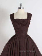 Brown A-Line Short Evening Prom Dress, Brown Short Evening Dress