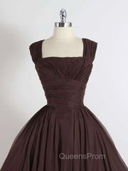 Brown A-Line Short Evening Prom Dress, Brown Short Evening Dress