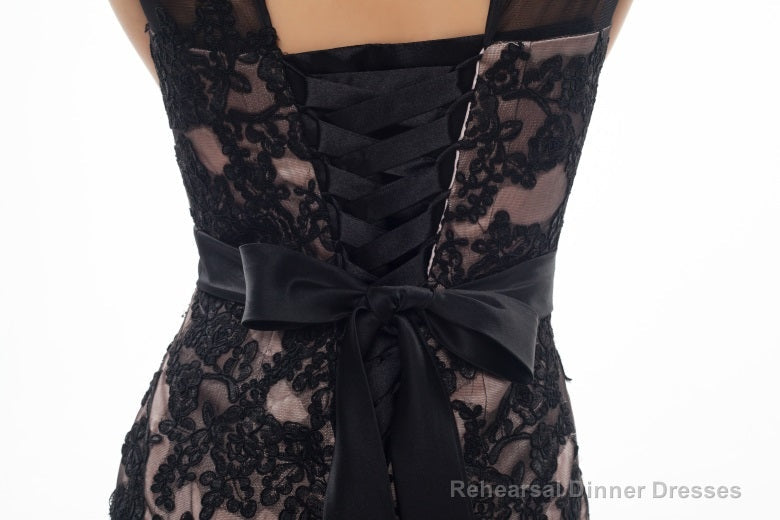 Brown And Black Memraid Appliques Backless Prom Dresses With Sash