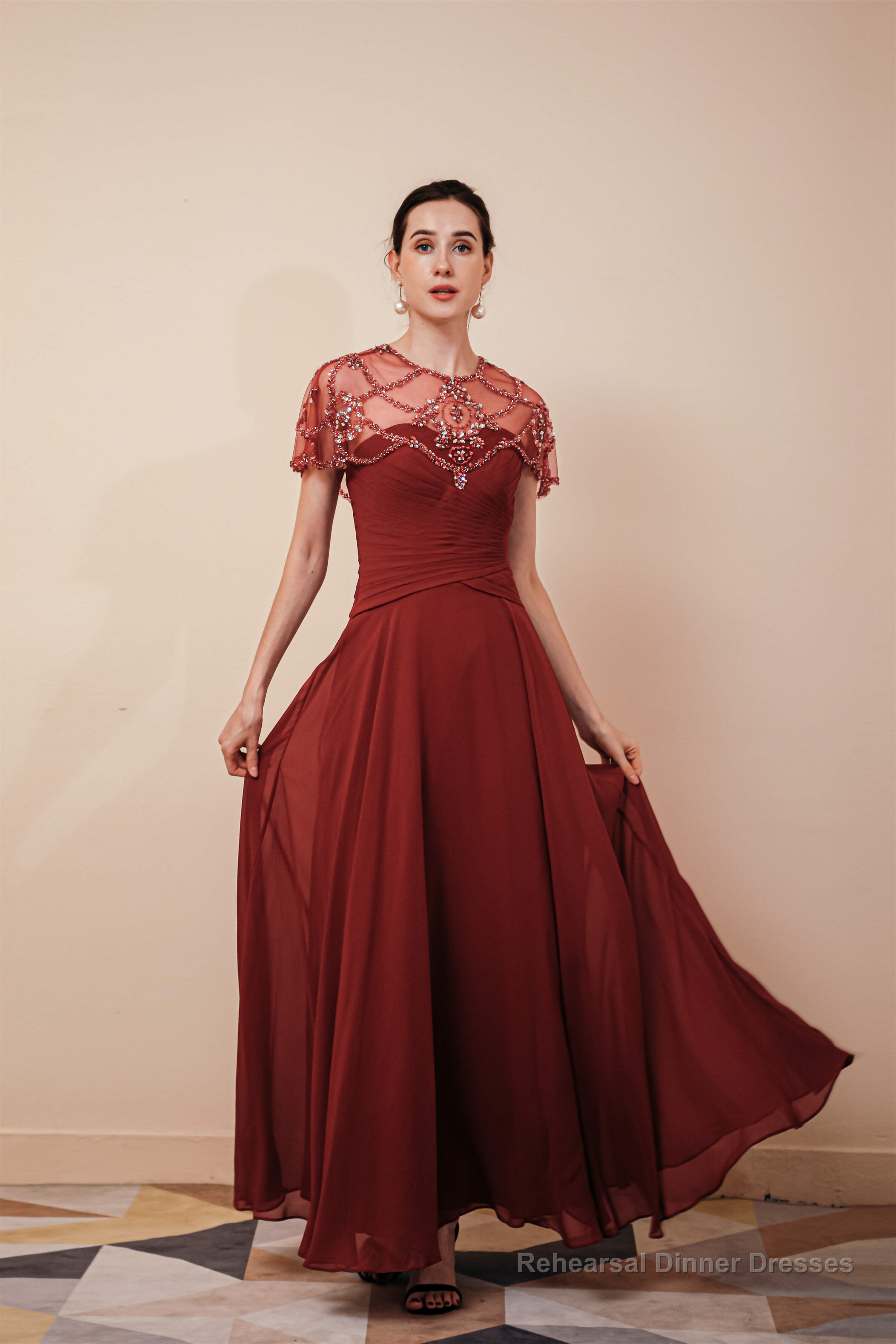 A Line Chiffon Beading Long Zipper Back Mother of the Bride Dresses Secondary image