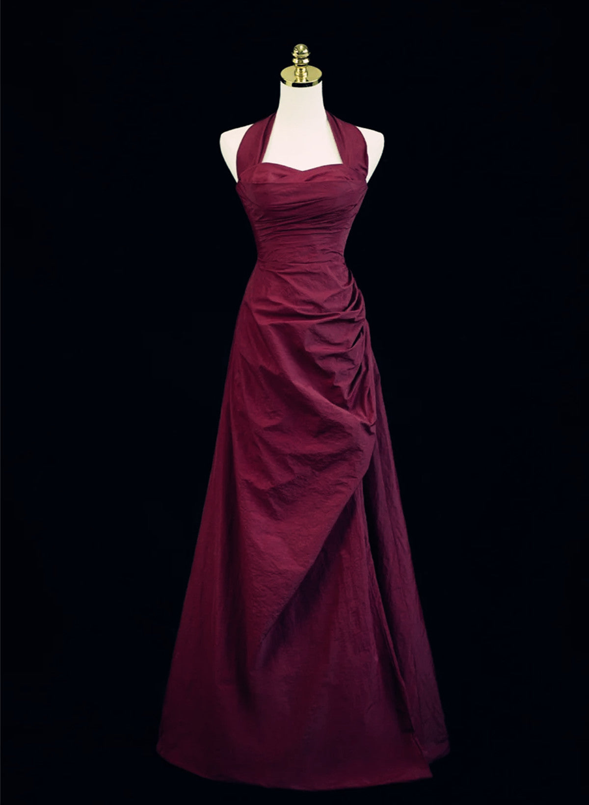 Burgundy A-Line Halter Charming Style Classy Prom Dress, Burgundy Long Classy Evening Dress Main image