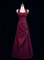 Burgundy A-Line Halter Charming Style Classy Prom Dress, Burgundy Long Classy Evening Dress
