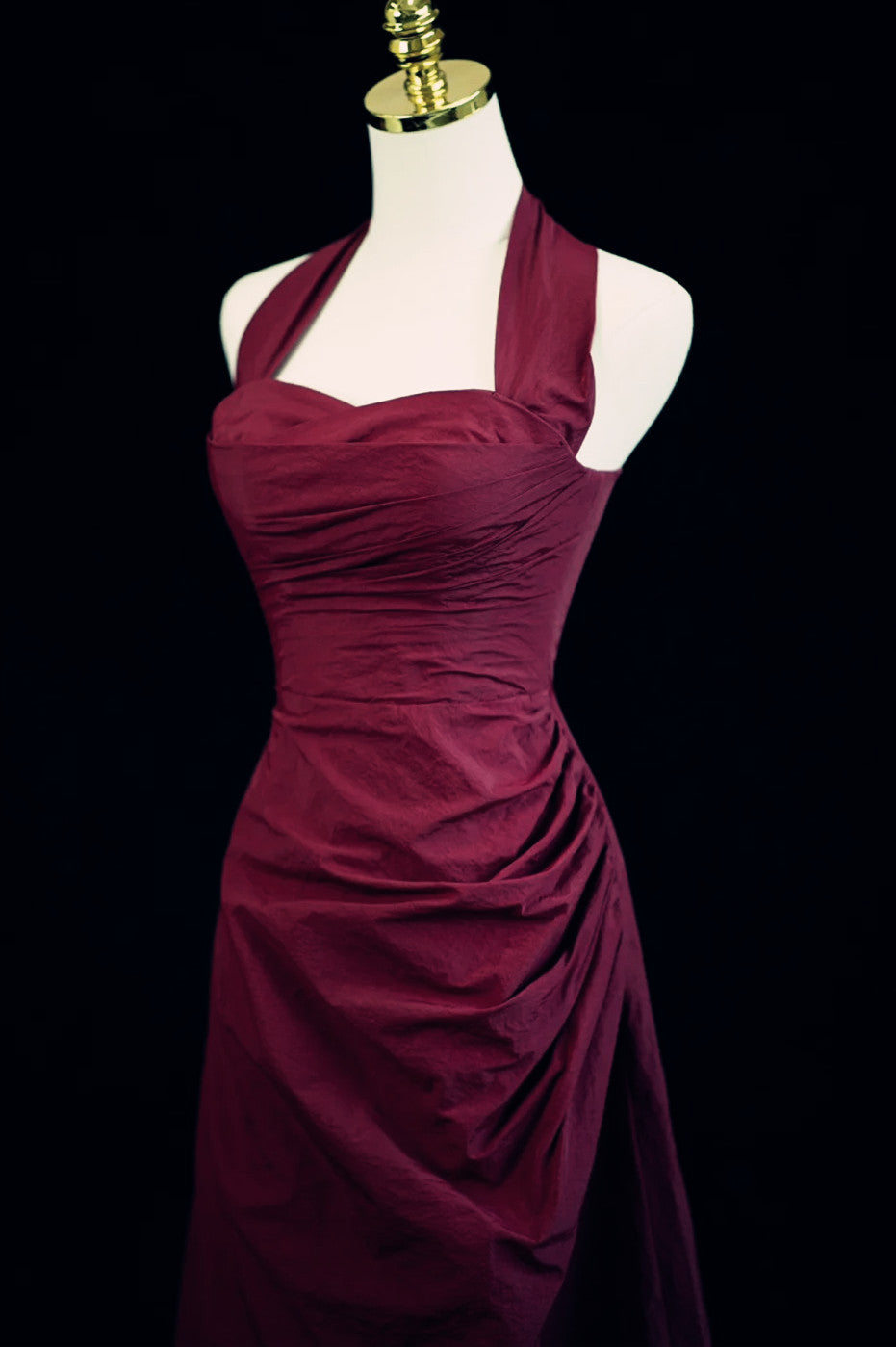 Burgundy A-Line Halter Charming Style Classy Prom Dress, Burgundy Long Classy Evening Dress Secondary image
