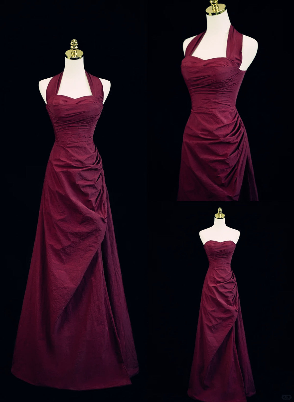 Burgundy A-Line Halter Charming Style Classy Prom Dress, Burgundy Long Classy Evening Dress