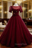 Burgundy Ballgown Long Evening Prom Dress with Removable Jacket