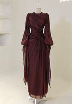 Burgundy Classy Evening Dress A Line Long Classy Prom Gowns