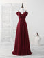 Burgundy Lace Chiffon Long Prom Dress Burgundy Bridesmaid Dress