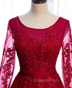 Burgundy Long Evening Prom Dress, Burgundy Evening Bridesmaid Dress