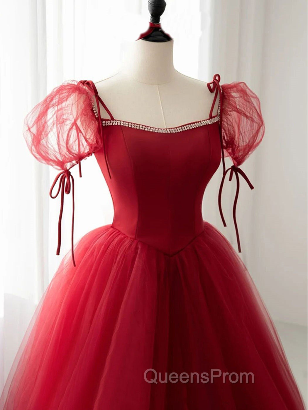 Burgundy Long Evening Prom Dress, Burgundy Evening Graduation Dress