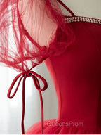 Burgundy Long Evening Prom Dress, Burgundy Evening Graduation Dress