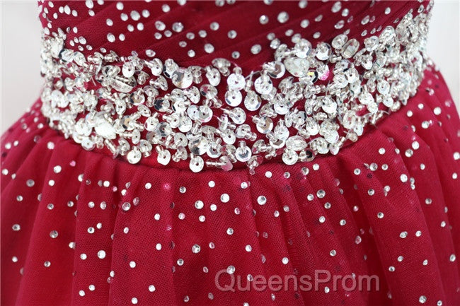 Burgundy Long Tulle Off Shoulder Evening Prom Dress , Junior Evening Prom Dress