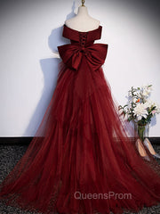 Burgundy Mermaid Long Evening Prom Dress, Burgundy Evening Dress