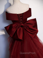 Burgundy Mermaid Long Evening Prom Dress, Burgundy Evening Dress