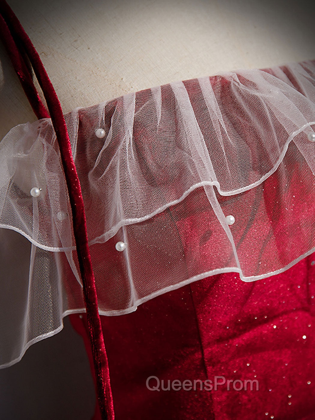 Burgundy Mermaid Long Evening Prom Dress, Velvet Long Evening Dress