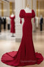 Burgundy Mermaid Long Evening Prom Dress, Burgundy Evening Dress