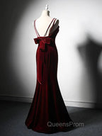 Burgundy Mermaid Long Evening Prom Dress, Wine Red Long Mermaid Evening Dress
