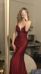 Burgundy Mermaid Long Classy Prom Classy Evening Dress