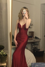 Burgundy Mermaid Long Classy Prom Classy Evening Dress