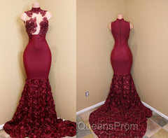 Burgundy mermaid Evening Prom Dress, long evening gowns