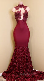 Burgundy mermaid Evening Prom Dress, long evening gowns
