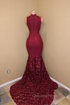 Burgundy mermaid Evening Prom Dress, long evening gowns