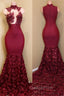 Burgundy mermaid Evening Prom Dress, long evening gowns