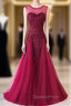Burgundy Mermaid Sequins Backless Long Evening Prom Dress