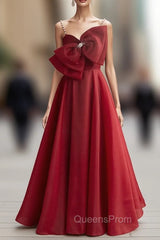 Burgundy Organza Spaghetti Straps Pearls Evening Prom Dress