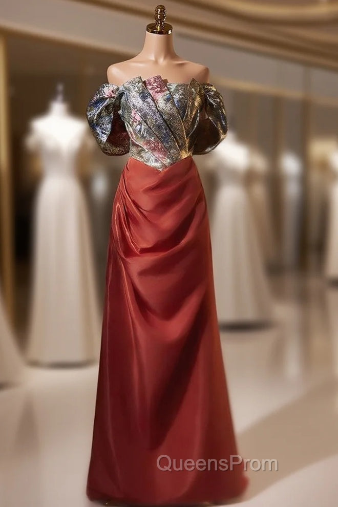 Burgundy Pleats Off the Shoulder Evening Prom Dress