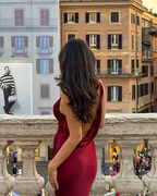 Burgundy Classy Prom Dress Deep V Neck Classy Evening Dress