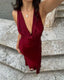 Burgundy Classy Prom Dress Deep V Neck Classy Evening Dress