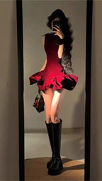 Burgundy Classy Prom Dress Sleeveless Mini Party Dress Short Graduation Dress Cocktail Outfits