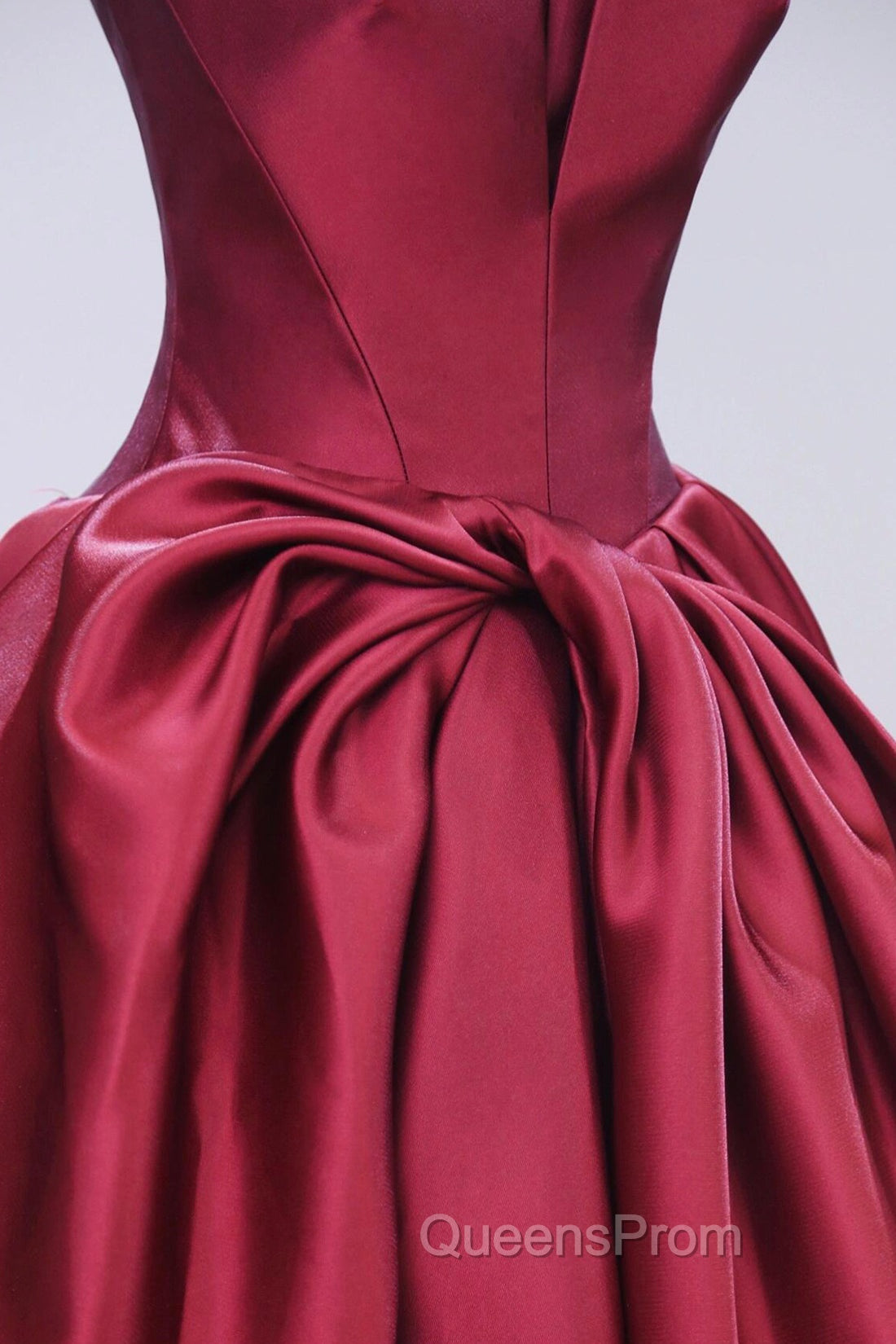 Burgundy Satin Floor Length Evening Prom Dress, Beautiful A-Line Evening Party Dress