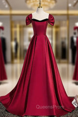 Burgundy Satin Strapless Evening Prom Dress With Detachable Sleeve