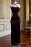 Burgundy Sheath Birthday Dress Long Evening Prom Dress