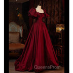 Burgundy Short Sleeves Floor Length Long Evening Dress Ball Gown Evening Dress Evening Prom Dress shops