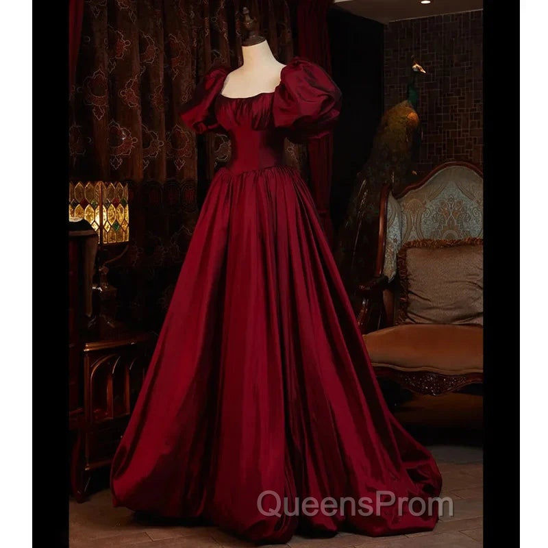 Burgundy Short Sleeves Floor Length Long Evening Dress Ball Gown Evening Dress Evening Prom Dress shops