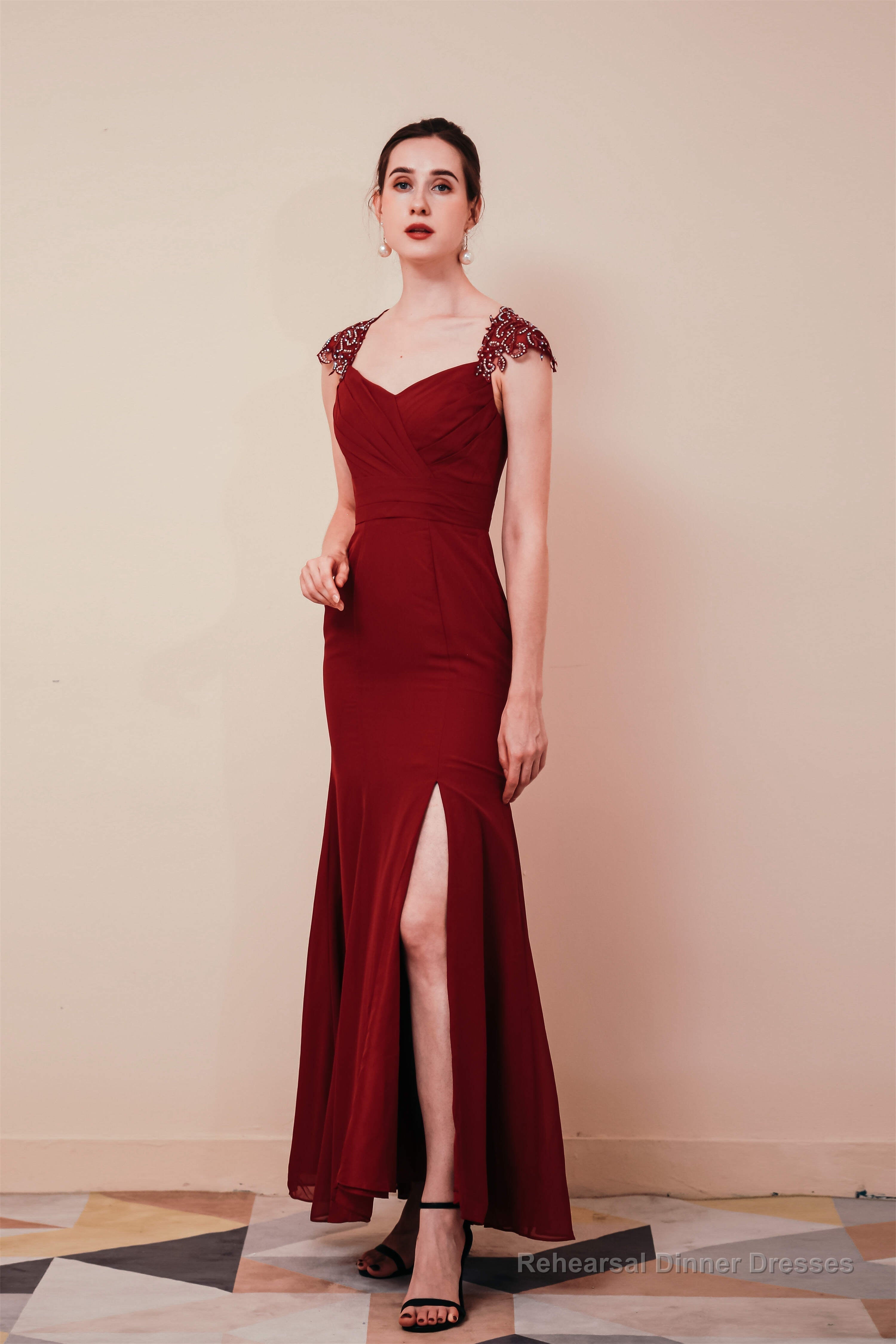 Side Split Mermaid Long Open Back Prom Dresses Main image