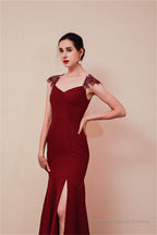 Side Split Mermaid Long Open Back Prom Dresses