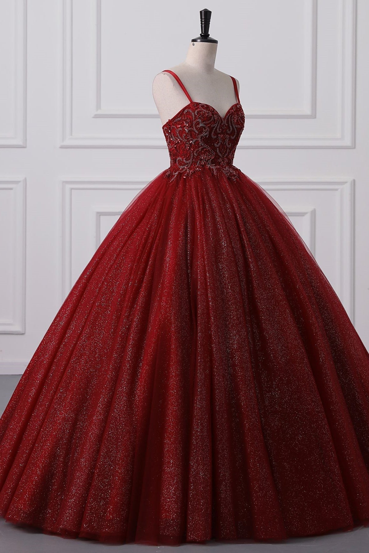 Burgundy Sweetheart Lace-Up Criss Cross Straps Ball Gown Evening Dress Secondary image