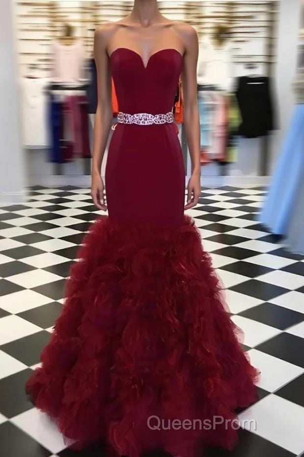 Burgundy sweetheart mermaid long Evening Prom Dress, burgundy evening Dress Main image