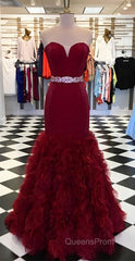Burgundy sweetheart mermaid long Evening Prom Dress, burgundy evening Dress