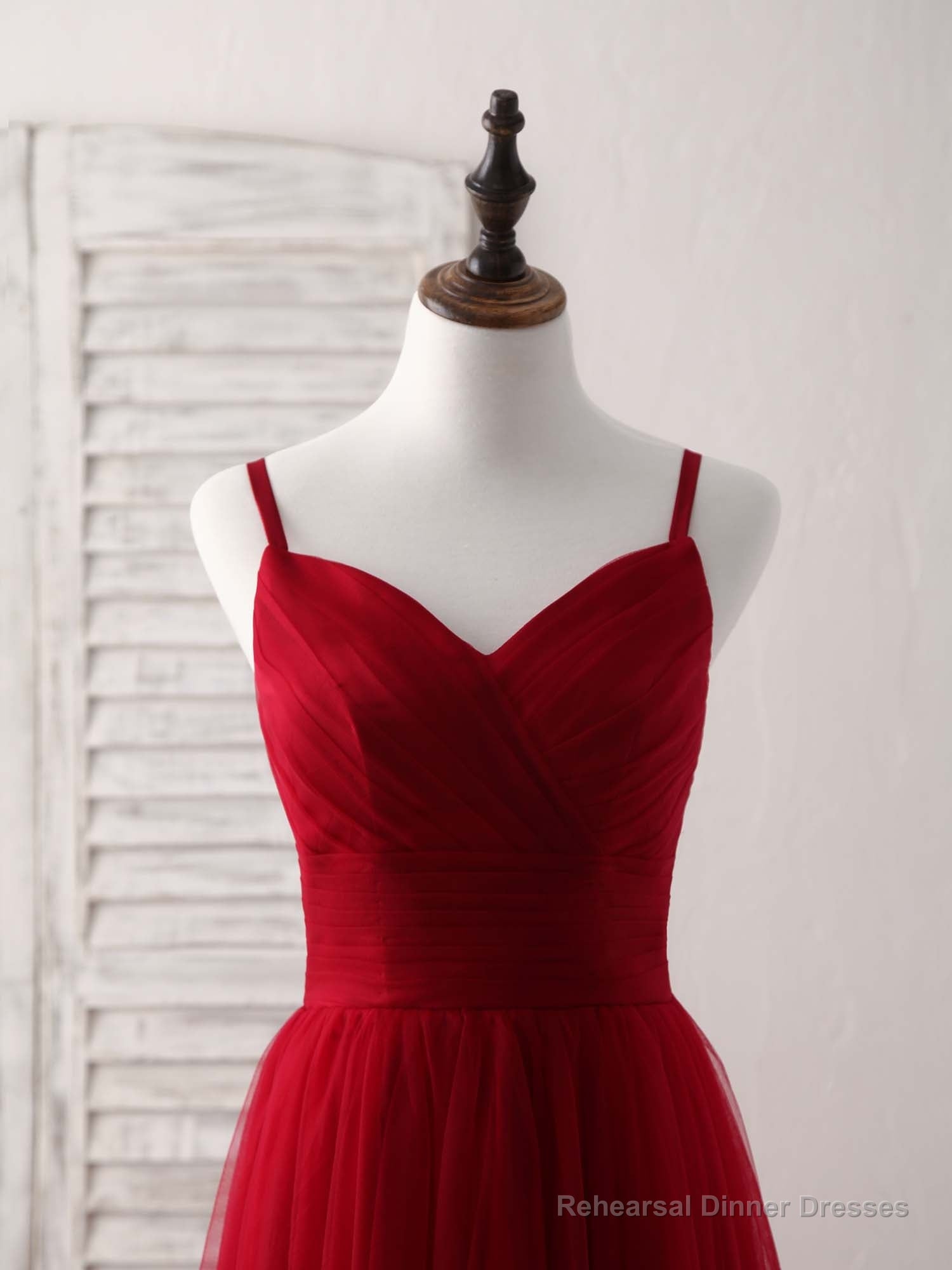 Burgundy Sweetheart Neck Tulle High Low Prom Dress, Burgundy Formal Dress