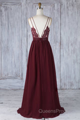 Burgundy tulle lace long Evening Prom Dress burgundy lace evening Dress