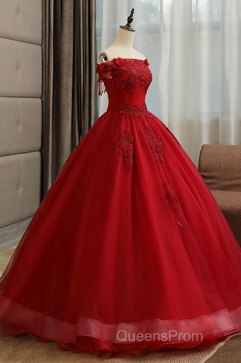 Burgundy tulle lace long Evening Prom Dress burgundy tulle formal Dress