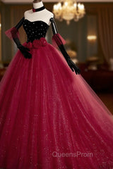 Burgundy Tulle Long Evening Prom Dress A line Burgundy Graduation Dress