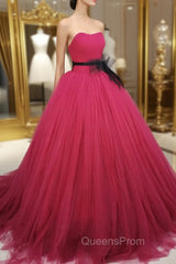 Burgundy Tulle Long Evening Prom Gown, Burgundy Tulle Sweet 16 Dress