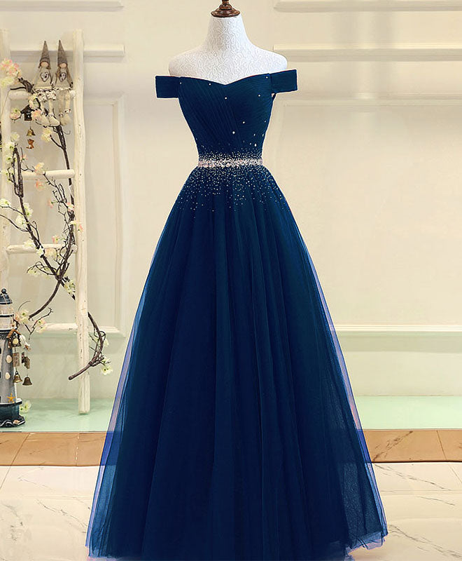 Burgundy Tulle Off Shoulder Long Classy Prom Dress, Burgundy Classy Evening Dress